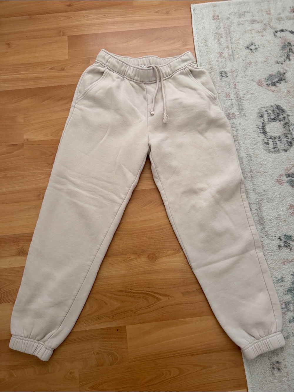 Abercrombie & Fitch Cream Drawstring Sweatpants Pants